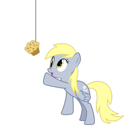 Size: 2097x2161 | Tagged: safe, artist:sciencesean, imported from derpibooru, derpy hooves, pegasus, pony, bait, cute, derpabetes, derpy day, derpy day 2019, eyes on the prize, female, food, happy, looking up, mare, muffin, open mouth, reaching, simple background, smiling, solo, string, transparent background, vector