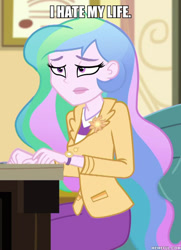 Size: 600x830 | Tagged: safe, edit, edited screencap, imported from derpibooru, screencap, princess celestia, equestria girls, equestria girls series, schedule swap, spoiler:eqg series (season 2), celestia's office, impact font, memeful.com, principal celestia