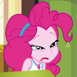 Size: 545x545 | Tagged: safe, imported from derpibooru, screencap, pinkie pie, equestria girls, equestria girls series, schedule swap, spoiler:eqg series (season 2), celestia's office, cropped, faic, geode of sugar bombs, magical geodes, solo