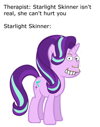 Size: 1600x2038 | Tagged: safe, edit, imported from derpibooru, starlight glimmer, pony, exploitable meme, female, meme, principal skinner, pun, solo, the simpsons