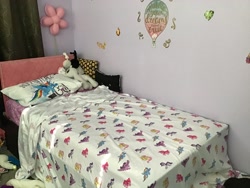 Size: 3264x2448 | Tagged: safe, imported from derpibooru, applejack, fluttershy, pinkie pie, princess celestia, rainbow dash, rarity, twilight, twilight sparkle, alicorn, pony, bed, blanket, curtain, curtains, emoji, emojie pillow, emojis, flower, hot air balloon, irl, mane six, photo, pillow, rainbow dash pillow, shopkin, shopkins, twilight sparkle (alicorn)