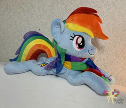 Size: 900x775 | Tagged: safe, artist:ketika, imported from derpibooru, rainbow dash, pony, irl, photo, plushie, prone, solo