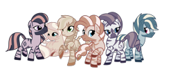 Size: 3723x1490 | Tagged: safe, artist:andromedasparkz, imported from derpibooru, applejack, fluttershy, pinkie pie, rainbow dash, rarity, twilight sparkle, zebra, female, mane six, simple background, species swap, transparent background, zebrafied, zebrajack