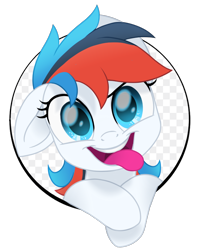 Size: 736x930 | Tagged: safe, artist:prince-lionel, imported from derpibooru, oc, oc only, oc:retro city, pony, bust, movie accurate, simple background, solo, tongue out, transparent background