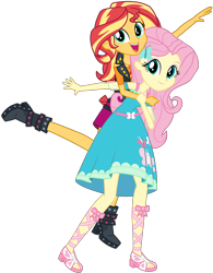Size: 1594x2048 | Tagged: safe, edit, edited screencap, editor:php77, imported from derpibooru, screencap, fluttershy, sunset shimmer, equestria girls, equestria girls series, female, not a vector