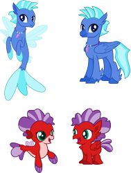 Size: 6000x7950 | Tagged: safe, artist:pilot231, imported from derpibooru, oc, oc only, oc:blue cove, oc:stellaris (hippogriff), classical hippogriff, hippogriff, seapony (g4), absurd resolution, baby seapony (g4), female, fins, fledgeling, hippogriff oc, jewelry, male, necklace, pearl necklace, transparent wings, vector, wings