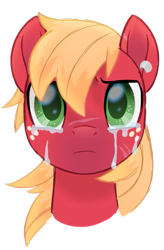 Size: 407x621 | Tagged: safe, artist:prince-lionel, imported from derpibooru, big macintosh, earth pony, pony, bust, crying, manly tears, movie accurate, simple background, solo, transparent background