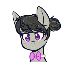 Size: 376x323 | Tagged: safe, artist:higgly-chan, imported from derpibooru, octavia melody, earth pony, pony, alternate hairstyle, blushing, bowtie, female, hair bun, mare, simple background, solo, white background