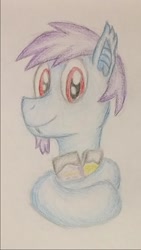 Size: 791x1400 | Tagged: safe, artist:bitgamer, imported from derpibooru, oc, oc only, oc:quick draw, pony, vampony, facial hair, fangs, goatee, red eyes, solo, traditional art