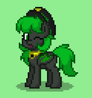 Size: 186x198 | Tagged: safe, artist:czar_yoshi, imported from derpibooru, oc, oc:admiral valey, bat pony, pony, fanfic:the olden world, pony town, bat pony oc, fanfic art, hat, jewelry, necklace, one eye closed, wink
