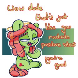 Size: 1500x1500 | Tagged: safe, artist:lou, imported from derpibooru, tree hugger, earth pony, pony, dialogue, dreadlocks, female, lidded eyes, mare, raised hoof, solo, talking