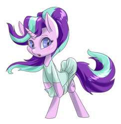 Size: 3000x3084 | Tagged: safe, artist:kovoranu, imported from derpibooru, starlight glimmer, pony, unicorn, bipedal, clothes, cute, dress, female, glimmerbetes, mare, marilyn monroe, movie reference, open mouth, solo, the seven year itch, windswept mane