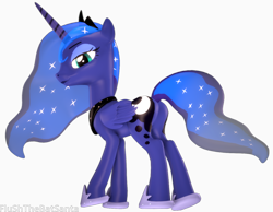 Size: 2044x1586 | Tagged: safe, artist:flushthebatsanta, imported from derpibooru, princess luna, alicorn, pony, 3d, butt, female, hoof shoes, jewelry, lidded eyes, looking at you, mare, peytral, plot, regalia, solo, source filmmaker