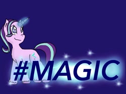 Size: 1024x768 | Tagged: safe, artist:princessmuffinart, imported from derpibooru, starlight glimmer, pony, unicorn, design, female, hashtag, magic, mare, shirt design, solo, teepublic