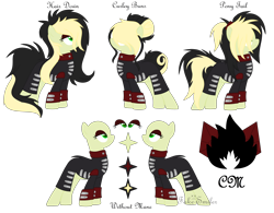 Size: 4016x3136 | Tagged: safe, artist:space--paws0w0, imported from derpibooru, oc, oc only, oc:da capo, earth pony, pony, alternate hairstyle, clothes, coat, eyeshadow, female, hair over eyes, makeup, mare, reference sheet, simple background, solo, transparent background
