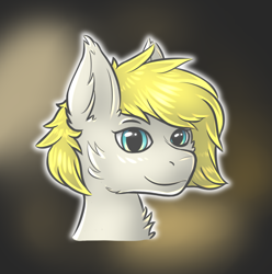Size: 748x753 | Tagged: safe, artist:vulpthehorsedog, imported from derpibooru, oc, oc only, oc:wholeheart, pony, blonde hair, blue eyes, bust, male, portrait, solo, white coat