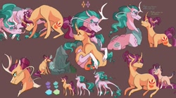 Size: 1199x666 | Tagged: safe, artist:baylard, imported from derpibooru, mistmane, sable spirit, oc, dracony, hybrid, kirin, original species, pony, unicorn, alternate universe, brown background, crying, cutie mark, dialogue, female, hug, kirin-ified, lesbian, long tongue, magical lesbian spawn, mare, mlem, offspring, parent:mistmane, parent:sable spirit, sablemane, shipping, silly, simple background, species swap, tongue out, young, young mistmane, young sable spirit, younger