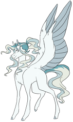 Size: 692x1153 | Tagged: safe, artist:baylard, imported from derpibooru, oc, oc only, oc:whispy willow, pegasus, pony, blank flank, colored wings, female, mare, next generation, offspring, parent:sky stinger, parent:vapor trail, parents:vaporsky, raised hoof, simple background, solo, spread wings, transparent background, wings