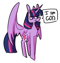 Size: 800x844 | Tagged: safe, artist:quiet-bunny, imported from derpibooru, twilight sparkle, alicorn, pony, dialogue, eye clipping through hair, eyebrows, eyebrows visible through hair, female, no pupils, simple background, solo, speech bubble, transparent background, truth, twilight sparkle (alicorn)