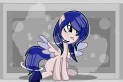 Size: 1024x683 | Tagged: safe, artist:dl-ai2k, imported from derpibooru, oc, oc only, oc:silverlay (kitty-sounds11), pegasus, pony, female, mare, sitting, solo