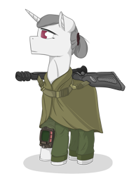 Size: 957x1300 | Tagged: safe, artist:umgaris, imported from derpibooru, oc, oc only, pony, unicorn, fallout equestria, clothes, fallout, fanfic, fanfic art, gun, hooves, horn, lineart, male, pipbuck, rifle, shadows, solo, weapon