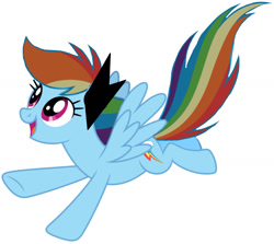 Size: 1503x1340 | Tagged: safe, edit, imported from derpibooru, rainbow dash, pegasus, pony, elements of insanity, female, flying, happy, rainbine, rainbine ears, simple background, solo, vector, white background