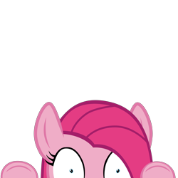 Size: 10000x10000 | Tagged: safe, alternate version, artist:mrkat7214, imported from derpibooru, part of a set, pinkie pie, pony, fanfic:cupcakes, absurd resolution, adoracreepy, creepy, cute, cuteamena, female, insanity, peekaboo, peeking, pink, pinkamena diane pie, shrunken pupils, simple background, solo, soon, this will end in cupcakes, transparent background, vector, wide eyes