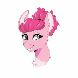 Size: 750x750 | Tagged: safe, artist:scarletskitty12, imported from derpibooru, pinkie pie, earth pony, pony, alternate design, alternate hairstyle, female, mare, simple background, solo