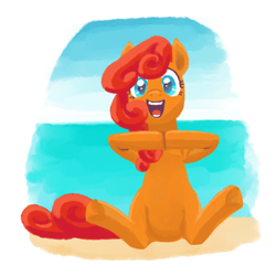Size: 800x800 | Tagged: safe, artist:needsmoarg4, imported from derpibooru, seascape (g3), earth pony, pony, beach, female, mare, ocean, seascape, solo, vignette