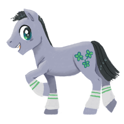 Size: 800x800 | Tagged: safe, artist:needsmoarg4, imported from derpibooru, lucky clover, earth pony, pony, leg warmers, male, simple background, solo, stallion, white background