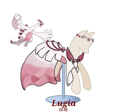 Size: 2282x2069 | Tagged: safe, artist:catscat111, imported from derpibooru, lugia, pony, clothes, dress, gala dress, my little pony, pokémon, shiny lugia, shiny pokémon