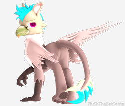 Size: 4088x3444 | Tagged: safe, artist:flushthebatsanta, artist:jacob_lhh3, imported from derpibooru, oc, oc only, oc:fluffy (the griffon), griffon, 3d, :p, butt, paw pads, plot, silly, solo, source filmmaker, tongue out, wings