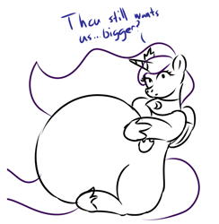 Size: 1175x1205 | Tagged: safe, artist:zeldafan777, imported from derpibooru, princess luna, alicorn, pony, adorafatty, belly, big belly, fat, female, impossibly large belly, large belly, mare, morbidly obese, obese, princess moonpig, sketch