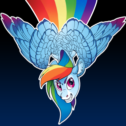 Size: 2449x2449 | Tagged: safe, artist:turnipberry, imported from derpibooru, rainbow dash, pegasus, pony, female, gradient background, grin, looking at you, mare, smiling, solo