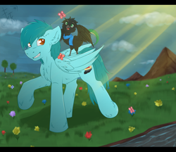 Size: 3700x3200 | Tagged: safe, artist:fkk, imported from derpibooru, oc, oc only, oc:fruge, oc:yorick, bird, pegasus, pony, colored sketch, commission, flat colors, male, sketch, stallion, walking