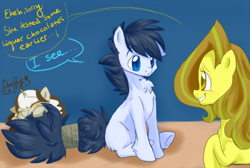 Size: 500x335 | Tagged: safe, artist:laceymod, imported from derpibooru, oc, oc:gamercolt, oc:lovelace, oc:sunflower, pony, ask lovelace, sleeping