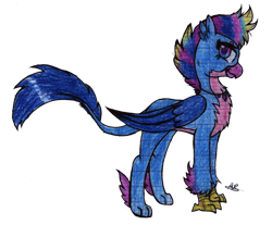 Size: 1280x1058 | Tagged: safe, artist:artricabeats, imported from derpibooru, oc, oc only, hippogriffon, hybrid, offspring, parent:gallus, parent:silverstream, parents:gallstream, simple background, solo, traditional art, transparent background