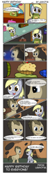 Size: 2975x10300 | Tagged: safe, artist:legiot18, imported from derpibooru, cup cake, derpy hooves, doctor whooves, time turner, pony, birthday, comic, comic strip, digital art, doctorderpy, female, food, implied pinkie pie, male, muffin, shipping, straight