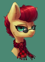 Size: 1200x1654 | Tagged: safe, artist:orchidpony, imported from derpibooru, oc, oc only, oc:aces high, earth pony, pony, bust, clothes, scarf, solo