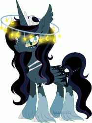 Size: 386x512 | Tagged: safe, artist:t-aroutachiikun, imported from derpibooru, princess luna, pony, alternate design, female, halo, hybrid wings, simple background, solo, transparent background, unshorn fetlocks