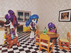 Size: 1080x810 | Tagged: safe, artist:nightfly19, imported from derpibooru, gummy, juniper montage, sci-twi, twilight sparkle, winona, dog, equestria girls, coca-cola, doll, dollhouse, equestria girls minis, eqventures of the minis, food, instagram, irl, meat, pepperoni, pepperoni pizza, photo, pizza, toy