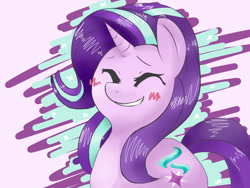 Size: 1920x1440 | Tagged: safe, artist:majupaju, imported from derpibooru, starlight glimmer, pony, unicorn, blushing, female, smiling, solo