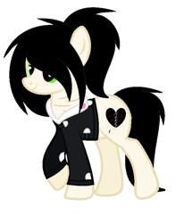 Size: 657x799 | Tagged: safe, artist:space--paws0w0, imported from derpibooru, oc, oc only, oc:black patches, earth pony, pony, clothes, female, hoodie, mare, raised hoof, scar, simple background, solo, white background