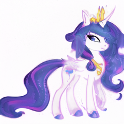 Size: 512x512 | Tagged: safe, artist:aerial, imported from derpibooru, prompter:aerial, princess celestia, princess luna, alicorn, pony, ai content, ai generated, cutie mark, deep learning, ethereal mane, female, fusion, mare, simple background, solo, white background