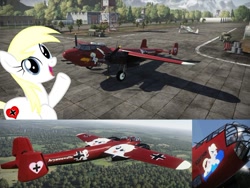 Size: 800x603 | Tagged: safe, artist:red comet, edit, imported from derpibooru, oc, oc:aryanne, pony, 3d, aryan, aryan pony, blonde, collage, fighter plane, military, nazi, nazipone, paintjob, video game, war thunder