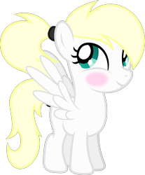 Size: 3312x4001 | Tagged: safe, artist:fuzzybrushy, imported from derpibooru, oc, oc:luftkrieg, pegasus, pony, aryan, aryan pony, blonde, blushing, cute, female, filly, looking away, nazipone, ponytail, show accurate, shy, spread wings, vector, wings