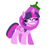 Size: 216x202 | Tagged: safe, artist:colorfulcolor233, artist:oofycolorful, imported from derpibooru, twilight sparkle, alicorn, pony, eggplant, eggplant sparkle, female, food, mare, simple background, solo, twilight sparkle (alicorn), white background