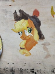 Size: 960x1280 | Tagged: safe, artist:colorfulcolor233, artist:oofycolorful, imported from derpibooru, applejack, earth pony, pony, bust, female, hat, mare, painting, solo, traditional art