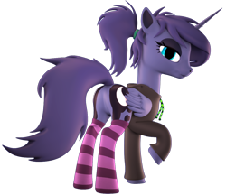 Size: 2044x1763 | Tagged: safe, artist:flushthebatsanta, imported from derpibooru, princess luna, alicorn, pony, 3d, alternate hairstyle, butt, clothes, female, hoodie, mare, plot, simple background, socks, solo, striped socks, transparent background