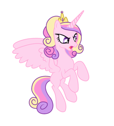 Size: 1412x1564 | Tagged: safe, artist:quartziie, artist:wilt, derpibooru exclusive, imported from derpibooru, princess cadance, alicorn, pony, alternate hairstyle, base used, missing cutie mark